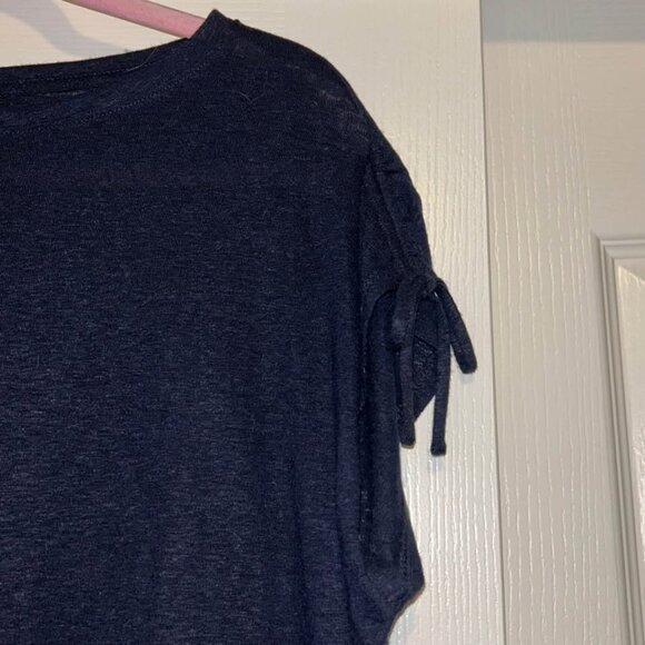 Talbots Cinched Shoulder Tie Bateau Neck Tee - Dark Navy Blue woman's size XLP - Picture 3 of 7